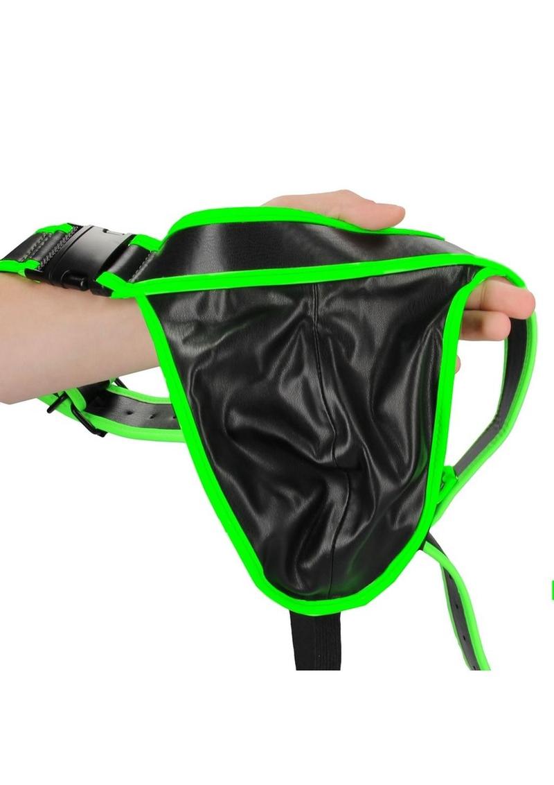 Ouch! Glow in the Dark Bonded Leather Buckle Jock Strap Fetish Wear