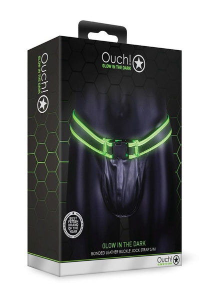 Ouch! Glow in the Dark Bonded Leather Buckle Jock Strap Fetish Wear