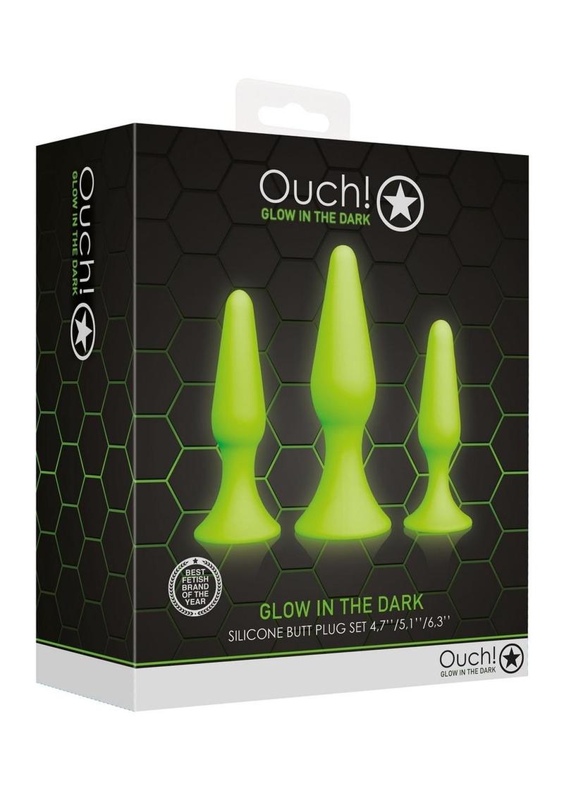 Ouch Glow in the Dark Silicone Butt Plug Set
