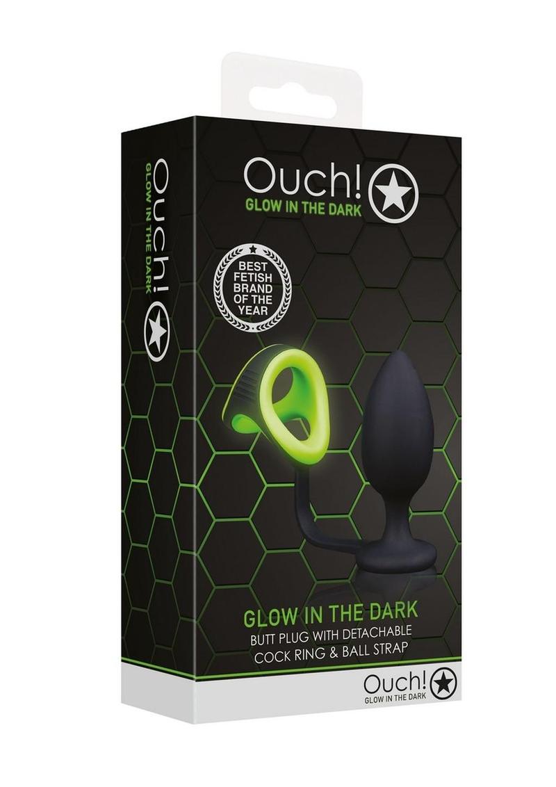 Ouch Glow in the Dark Silicone Butt Plug With Cock Ring