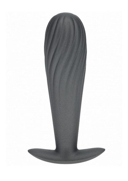 Ouch! Smooth Silicone Ribbed Anal Plug – Gun Metal