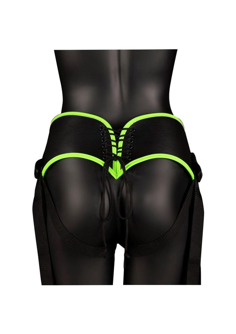 Ouch! Glow in the Dark Bonded Leather Strap-On with Silicone Dildo