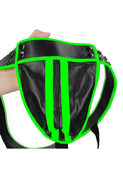 Ouch! Glow in the Dark Bonded Leather Striped Jock Strap