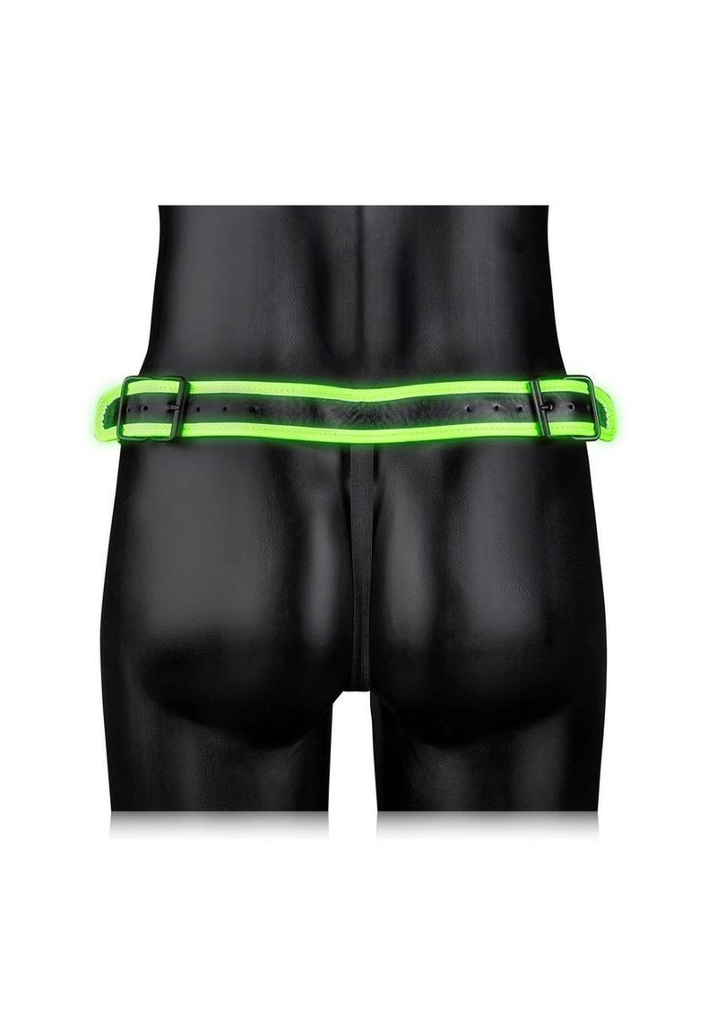Ouch! Glow in the Dark Bonded Leather Striped Jock Strap