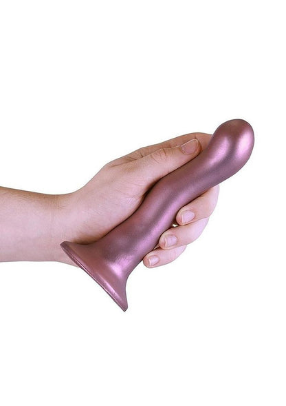 Ouch! Ultra Soft Curvy G-Spot Silicone Dildo Metallic Rose Gold