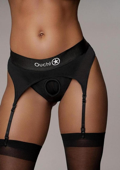 Vibrating Strap-On Thong with Adjustable Garters