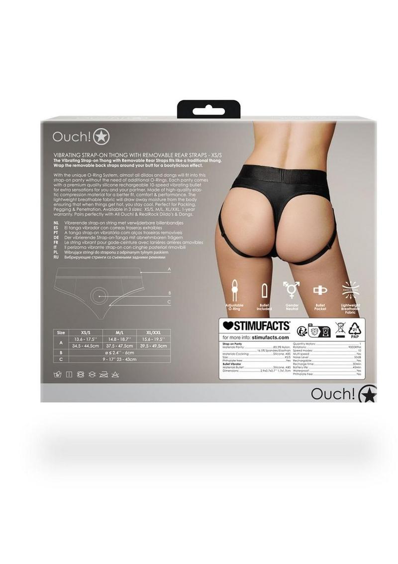 Ouch! Vibrating Strap-On Thong with Removable Rear Straps