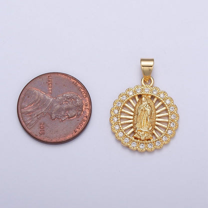 Our Lady Guadalupe Pendant, Cubic Zirconia Virgin Mary Religious Pendant For Jewelry Making H-756