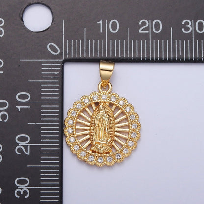 Our Lady Guadalupe Pendant, Cubic Zirconia Virgin Mary Religious Pendant For Jewelry Making H-756