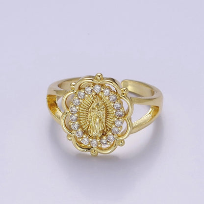 Our Lady of Guadalupe Gold Rings Virgin Mary Religious Ring O-2163