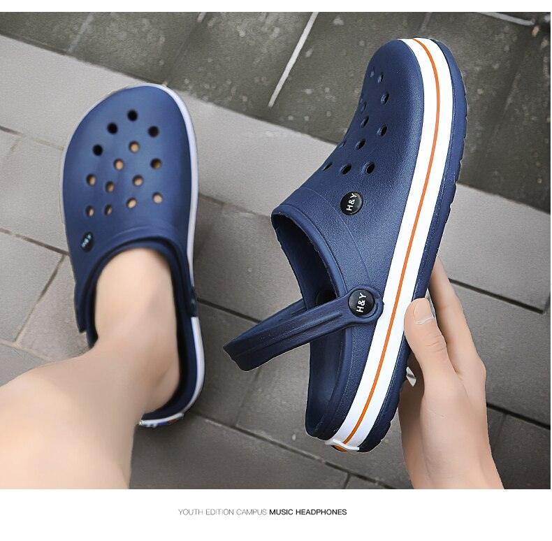 Outdoor Mens Sandals Clogs Summer Hole Shoes Rubber Men&