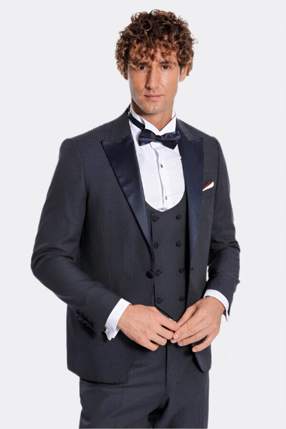 Navy Blue Tuxedo Suit - Wessi