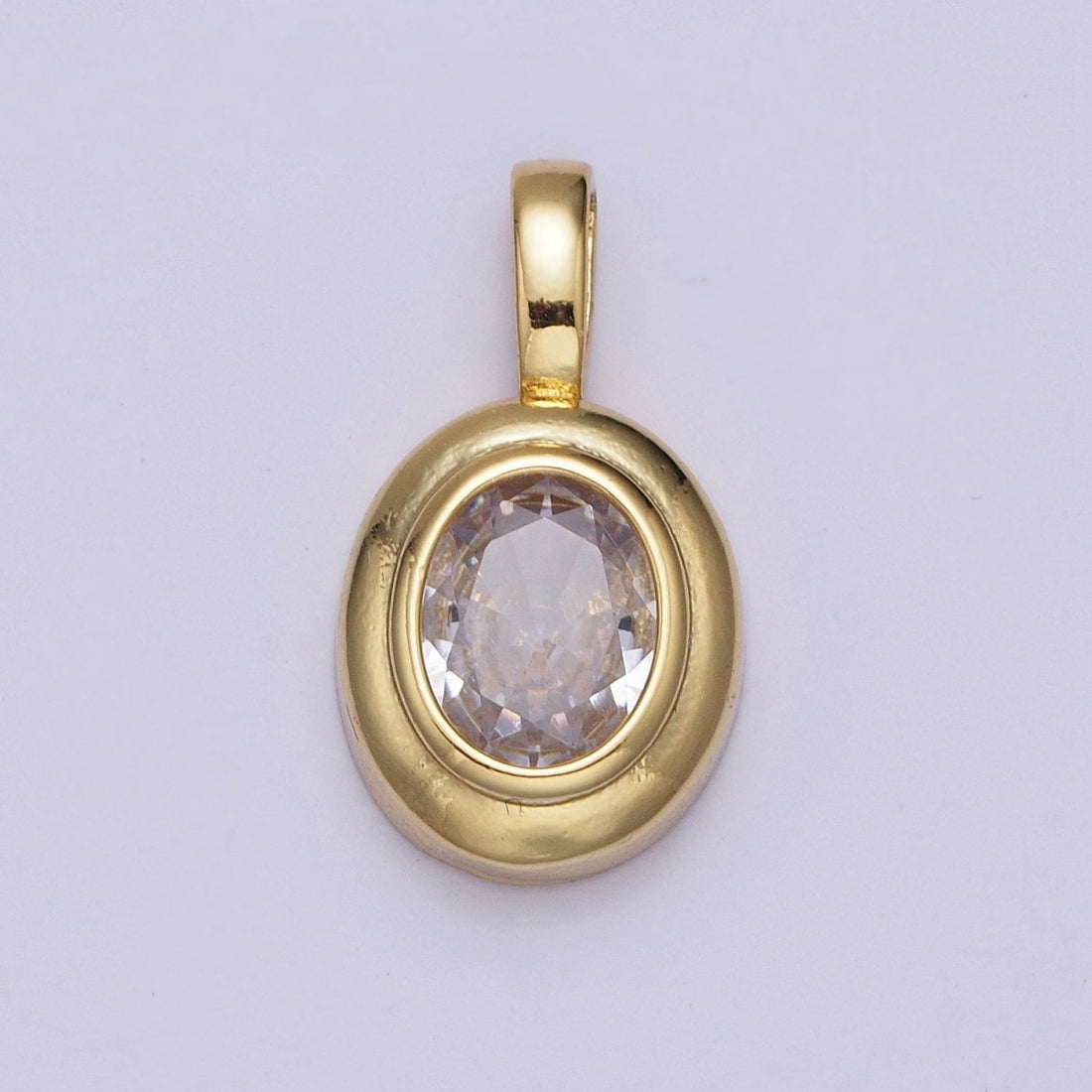 Oval Clear Cubic Zirconia Minimalist Gold Pendant For DIY Jewelry Making | X-520