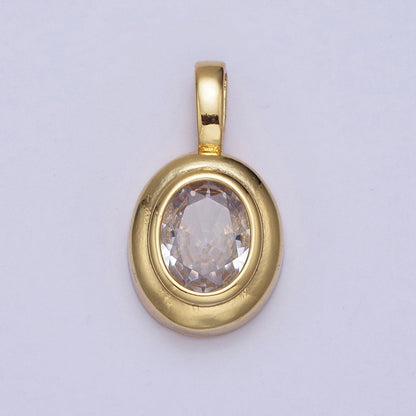 Oval Clear Cubic Zirconia Minimalist Gold Pendant For DIY Jewelry Making | X-520