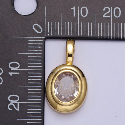 Oval Clear Cubic Zirconia Minimalist Gold Pendant For DIY Jewelry Making | X-520
