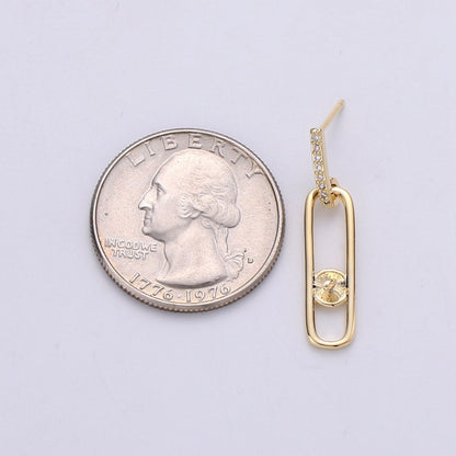 Oval Dangle Post Earring  Earring Component for DIY Pearl Earring Findings, Half Drilled Pearl Dangle Earring Supply K-401
