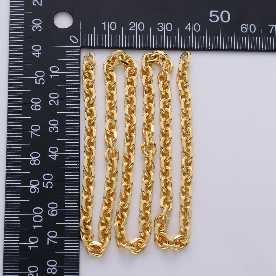 Oval Gold ROLO Cable Chain, 24k Gold Filled Chain by the yard of Thick Cable chain 4mm width | ROLL-235