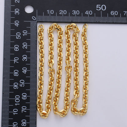 Oval Gold ROLO Cable Chain, 24k Gold Filled Chain by the yard of Thick Cable chain 4mm width | ROLL-235