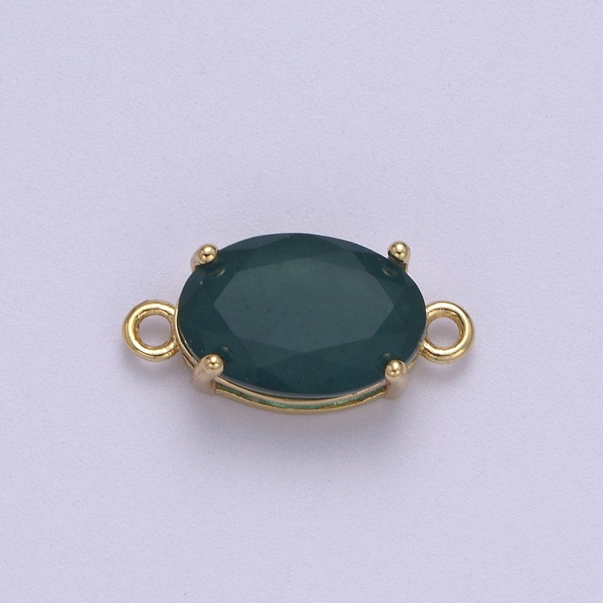 Oval Solitaire CZ Birthstone Charm Connector Geometric Diamond Cut Dainty Cubic Zirconia Connector for Necklace Earring Supply F-661-F-673