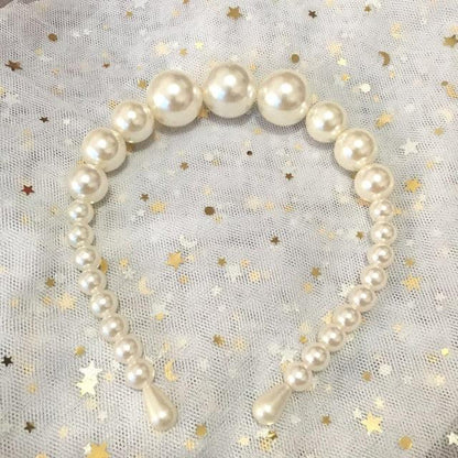 Oversize Large Ivory white Pearl Headband Full Pearl Women Hair Band Crown Trendy Bridal Headwear Gorgeous Hair Accessories For Women