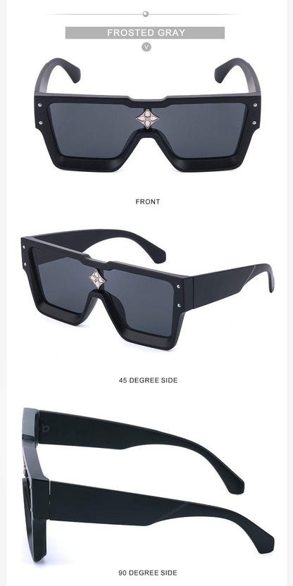 Oversized Square Rimless Shades UV400 Shape Sunglasses For Women New Fashionable New Big Frame Sun Glasses for Female New Latest Attractive Large Flat Top Eyewear For  Unisex