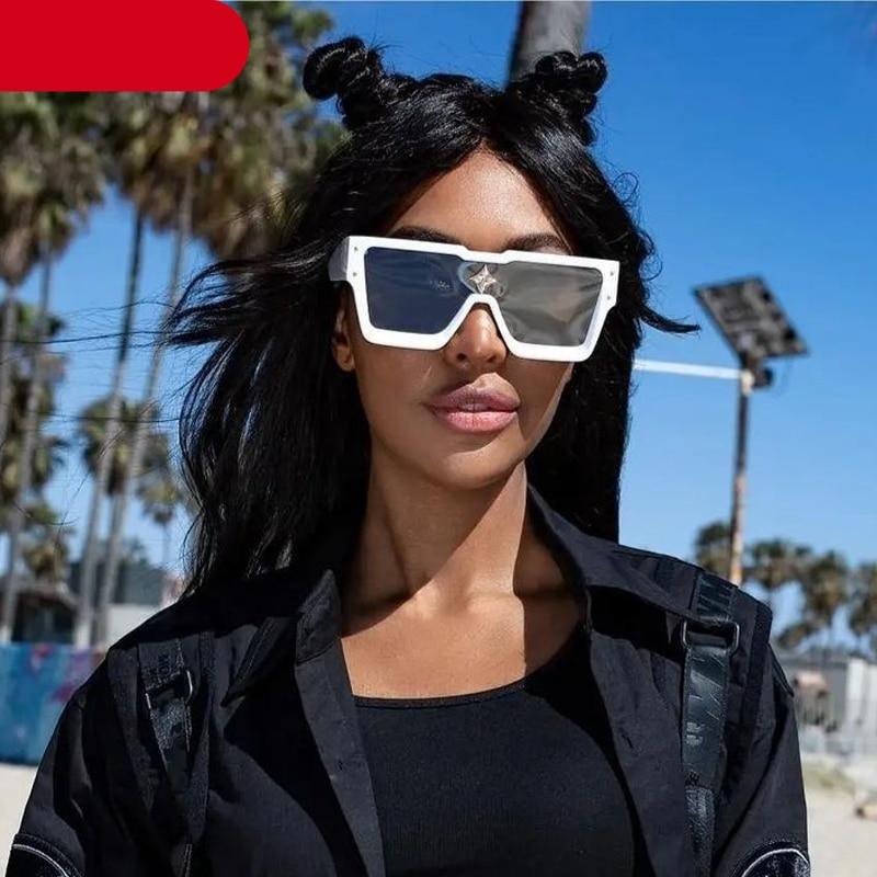 Oversized Square Shape Sunglasses For Women &amp; Men New  Luxury Design Sun Glasses For Female New Fashionable  Large Frame Silver Mirror Eyewear