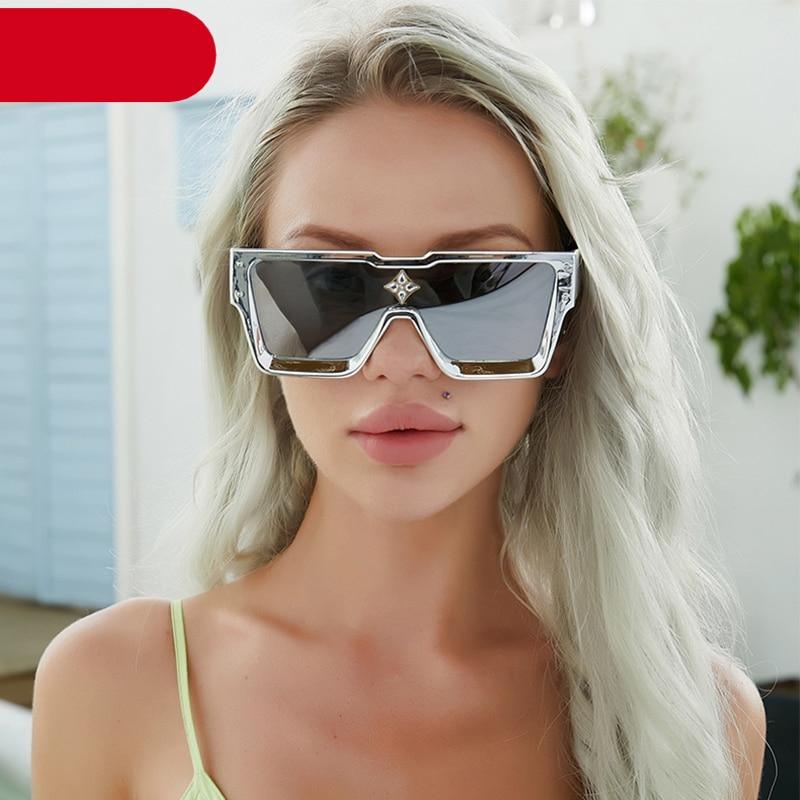 Oversized Square Shape Sunglasses For Women &amp; Men New  Luxury Design Sun Glasses For Female New Fashionable  Large Frame Silver Mirror Eyewear