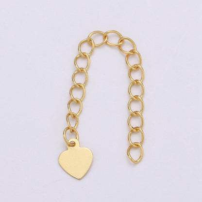 Overstock 24K Gold Filled Chain Extender For Necklace Bracelet Component Supply Findings Extenders with Heart charm K-624