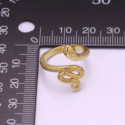 Overstock 3D Gold snake ring, serpent ring, Statement ring, Gold Open Snake Ring, Twist ring, Stackable ring, Animal ring US Size 5 O-321