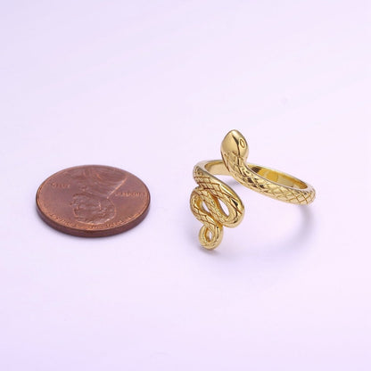Overstock 3D Gold snake ring, serpent ring, Statement ring, Gold Open Snake Ring, Twist ring, Stackable ring, Animal ring US Size 5 O-321