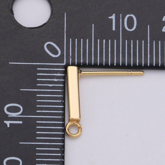 Overstock Rectangle Ear Stud w/ Open link 14K gold Filled Earring Nickel free Minimalist Earring making post, Jewelry making Supply K-846