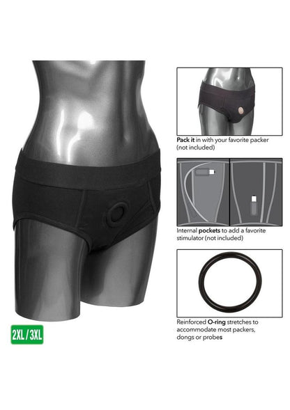 CalExotics Packer Gear Black Brief Harness Strap-On Compatible