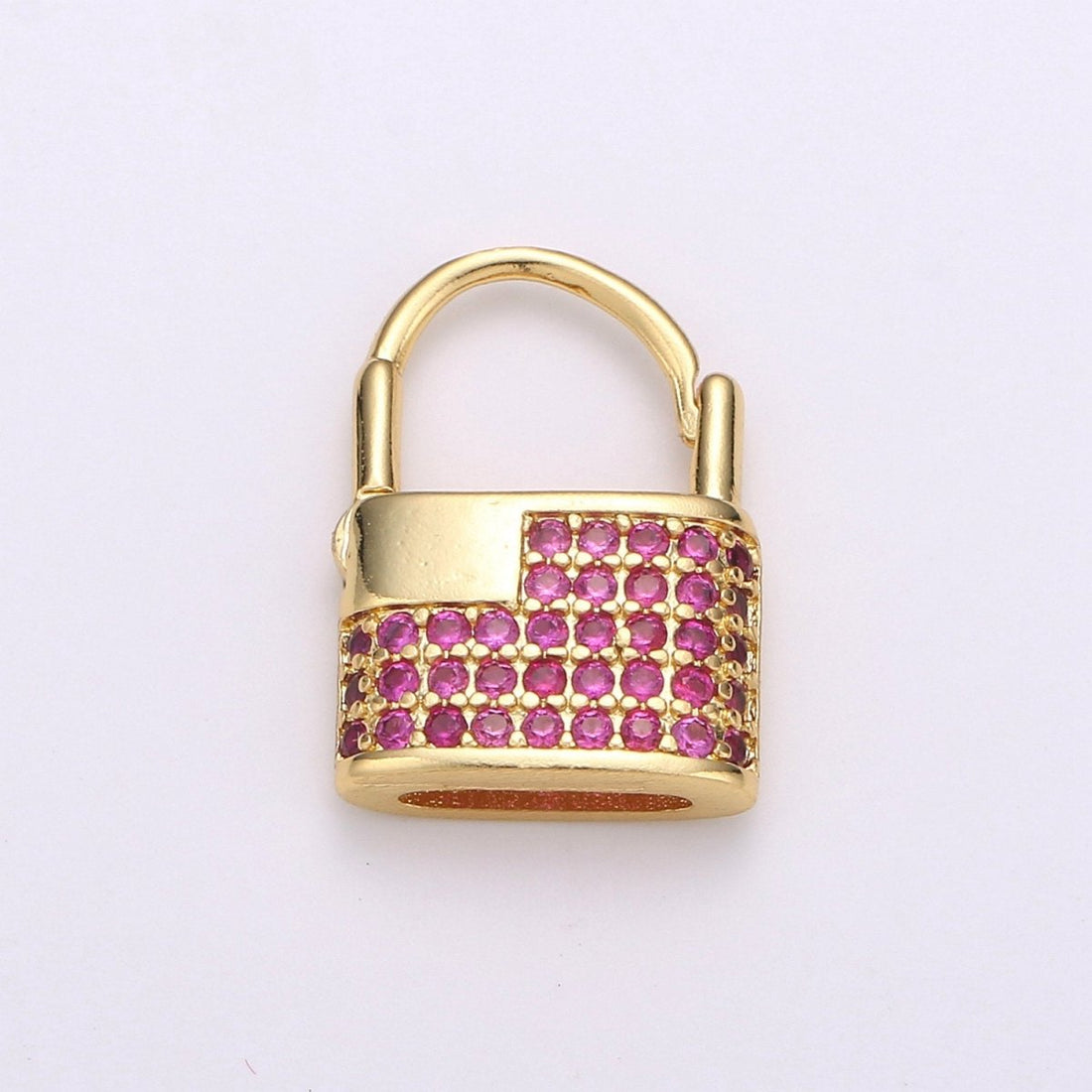Padlock Earrings, Gold Lock Hoop Earring, Micro Pave Padlock Hoops, Gold Lock Earrings, Green Pink CZ Padlock Earring K-710 K-711