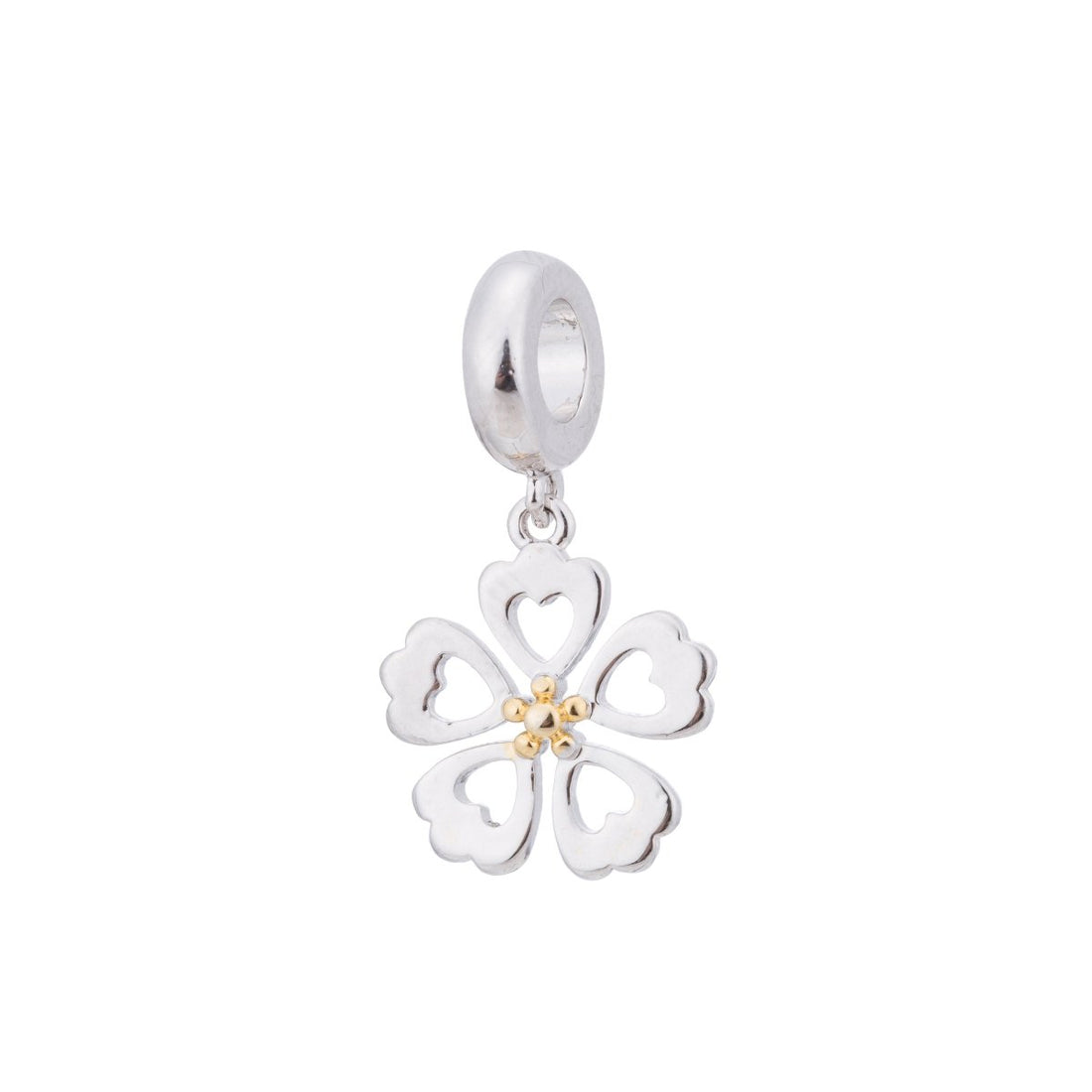 Pandora Silver Cute Flower, Golden Clover, Heart, Love, Wish, Luck, Ladies Gift Bracelet Charm Bead Finding Pendant For Jewelry Making, C-250