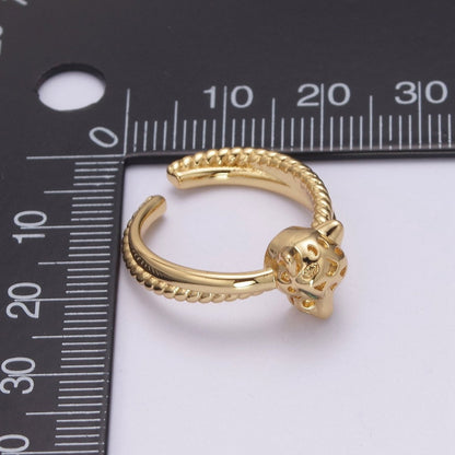 Panther gold pave ring adjustable Leopard ring U-197