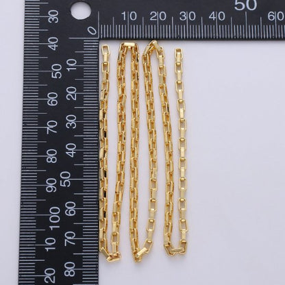 Paper Clip Rectangle box Chains By Yard in 24K Gold Filled Chain, For Bracelet, Necklace Chain Component Supplies | ROLL-224