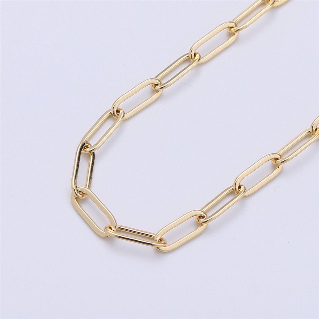 Paperclip Chain Necklace, 14X5mm 18K Gold Filled Long Oval Rectangle PAPER CLIP Chain 1 yard, Lead, Nickel Free Unfinished Link Chain | ROLL-001
