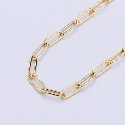 Paperclip Chain Necklace, 14X5mm 18K Gold Filled Long Oval Rectangle PAPER CLIP Chain 1 yard, Lead, Nickel Free Unfinished Link Chain | ROLL-001