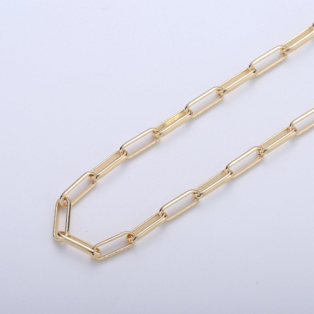 Paperclip Chain Necklace, 16K Gold Filled Oval Paper Clip Chain, Lead Nickel Free Unfinished Link Chain | ROLL-308 Clearance Pricing