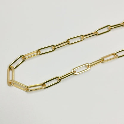 PAPERCLIP Chain Necklace, 24K Gold Filled Long Oval Rectangle Paper Clip Chain 1 Yard, Nickel Free, Unfinished Link Chain | ROLL-396 Clearance Pricing