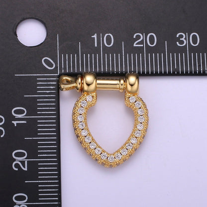 Paracord U Lock Shackle Clasp with screw Rod Carabiner Anchor Clasp, Clear CZ Paved ,For Necklace Bracelet Making Supply Component L-264