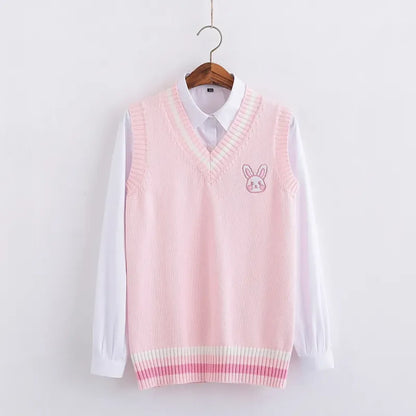 Kawaii Pink Pastel Bunny Vest Sweater