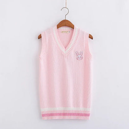 Kawaii Pink Pastel Bunny Vest Sweater