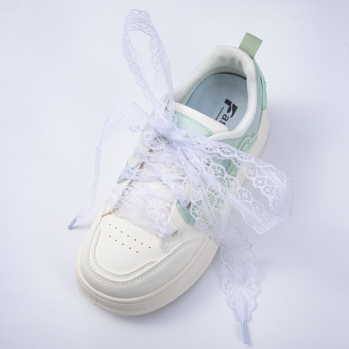 Pastel White, Blue, Pink Coquette Lace Ribbon Shoelaces | WB00302 - WB00304