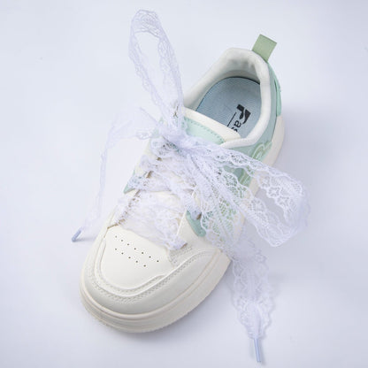 Pastel White, Blue, Pink Coquette Lace Ribbon Shoelaces | WB00302 - WB00304