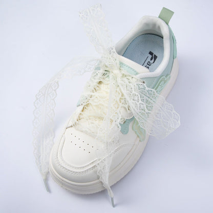 Pastel White, Blue, Pink Coquette Lace Ribbon Shoelaces | WB00302 - WB00304