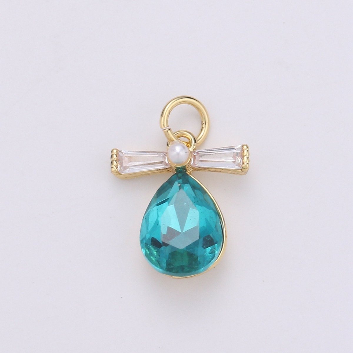 Pastel Teardrop Charms, 14k Gold Filled Cubic Zirconia, Teardrop Pendant, Gemstone Charm, Faceted Pendants, Bezel Charm, Purple mint Teal, D-744 - D-746