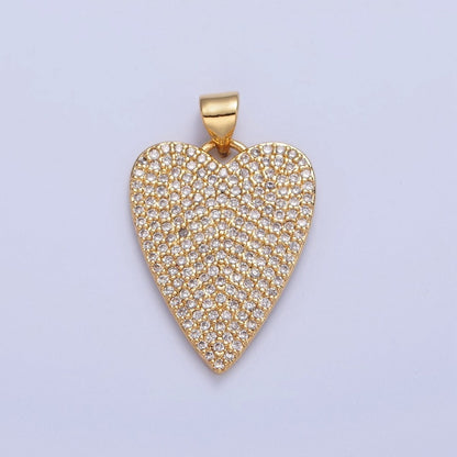 Pave Heart Pendant 14k Gold Filled Love Charm I-334