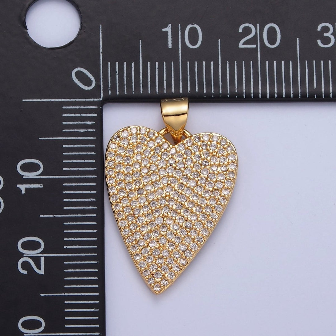 Pave Heart Pendant 14k Gold Filled Love Charm I-334