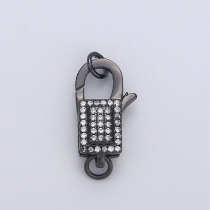 Pave Lobster Clasp, Micro Pave CZ Lobster Clasp, CZ Enhancer Clasp,Pave Bail Clasp,Large Pendant Pave Clasp, Gold Silver Pave Clasp, 20x10mm K-611 - K-614